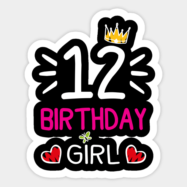 Kids 12th Birthday Girl Crown Princess Sticker by printedartings